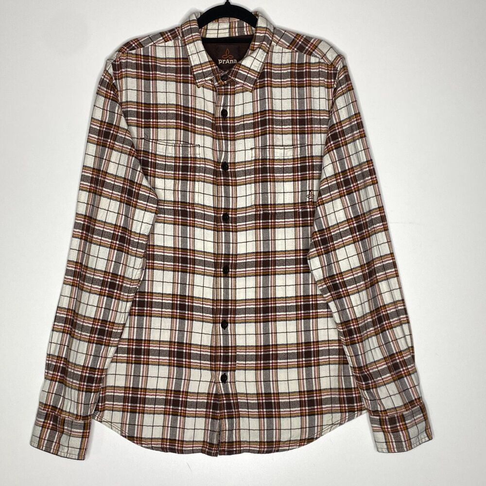 Prana Organic Cotton Flannel Button Down Shirt Men's Size Medium